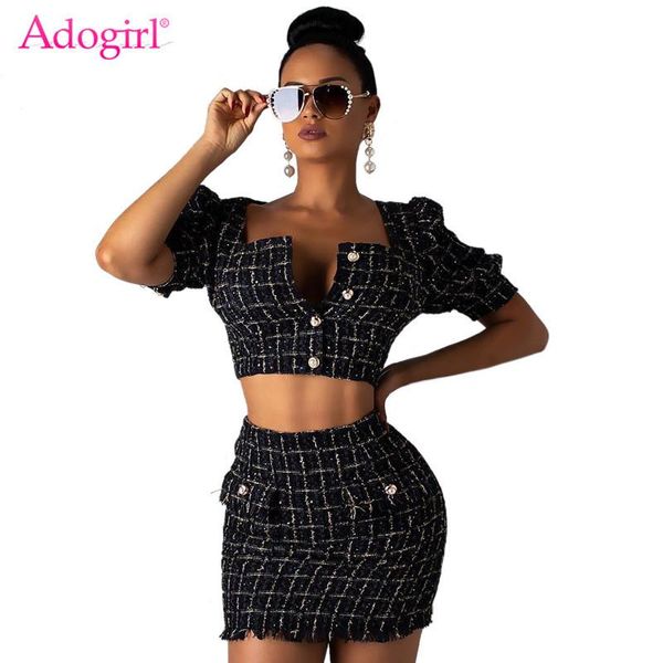 women's two piece pants adogirl plaid tweed set dress square collar puff sleeve jacket coat crop + pockets tassel bodycon mini skirt, White
women's two piece pants adogirl plaid tweed set dress square collar puff sleeve jacket coat crop + pockets tassel bodycon mini skirt, White