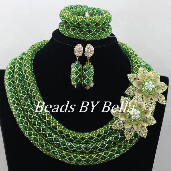 earrings & necklace big full beads african wedding bridal jewelry sets green crystal nigerian abf031, Silver
earrings & necklace big full beads african wedding bridal jewelry sets green crystal nigerian abf031, Silver