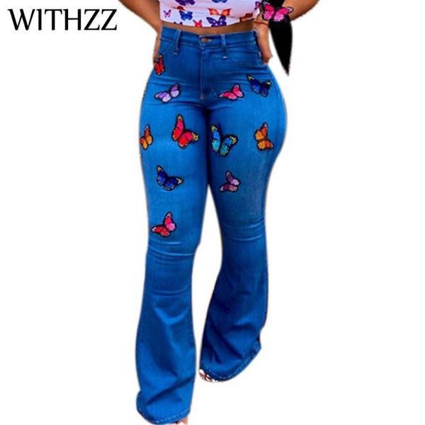 women's jeans withzz spring autumn woman's butterfly embroidery stretch flared pants wide-leg high waist, Blue
women's jeans withzz spring autumn woman's butterfly embroidery stretch flared pants wide-leg high waist, Blue