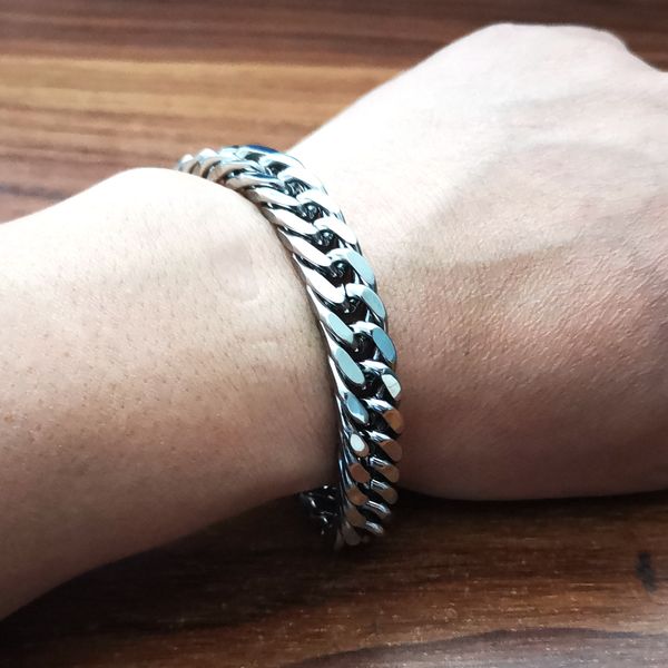 fashion 10.5mm 8.5'' silver stainless steel bracelet cuban chain link for men boy hip-hop gifts jewelry, Black
fashion 10.5mm 8.5'' silver stainless steel bracelet cuban chain link for men boy hip-hop gifts jewelry, Black