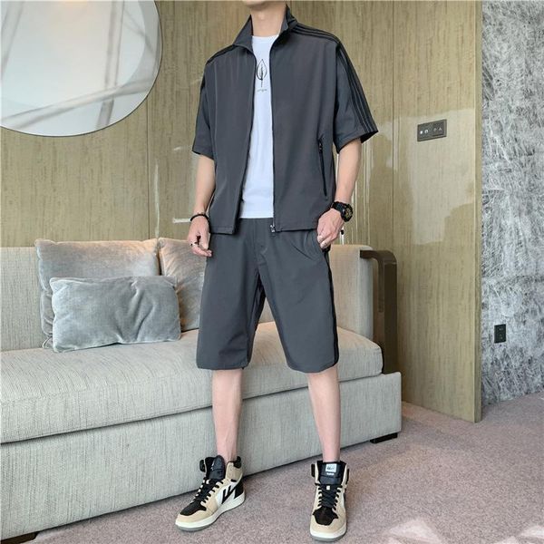 summer men's trend sports suit korean fashion casual loose fattening oversized jacket clothing gym, White;black
summer men's trend sports suit korean fashion casual loose fattening oversized jacket clothing gym, White;black