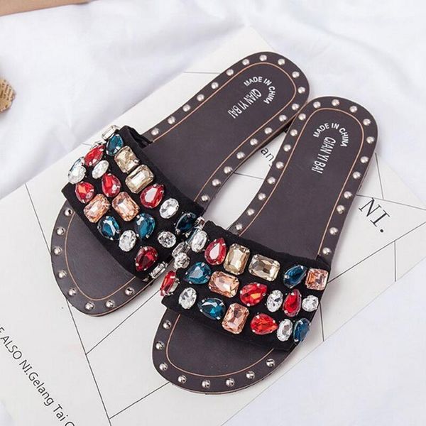 slippers multi color rhinestone flat women punk rivets slip flops 35-43 big size crystal slides summer shoes woman pantoufley959, Black
slippers multi color rhinestone flat women punk rivets slip flops 35-43 big size crystal slides summer shoes woman pantoufley959, Black