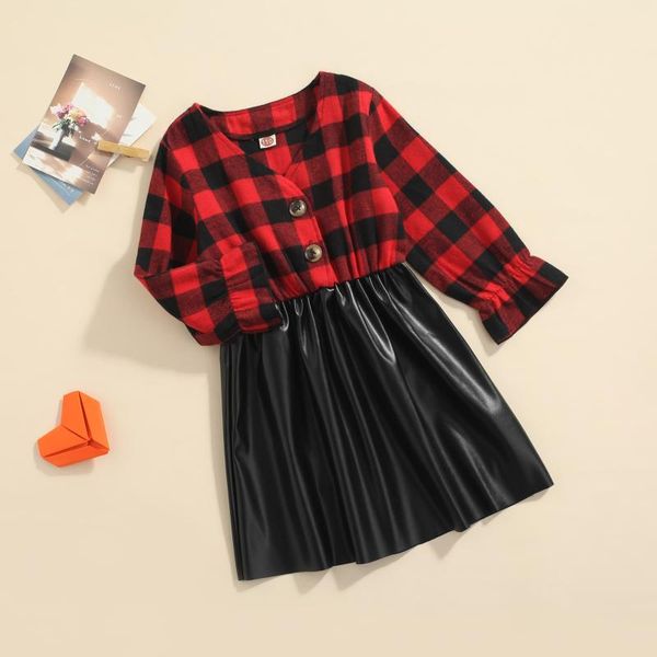 girl's dresses 1-8y kids girls autumn dress children clothing red plaid long sleeve patchwork pu leather a-line christmas casual outfit, Red;yellow
girl's dresses 1-8y kids girls autumn dress children clothing red plaid long sleeve patchwork pu leather a-line christmas casual outfit, Red;yellow