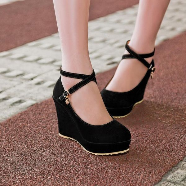 dress shoes spring round head female high heel wedges korean princess sweet lady, Black
dress shoes spring round head female high heel wedges korean princess sweet lady, Black