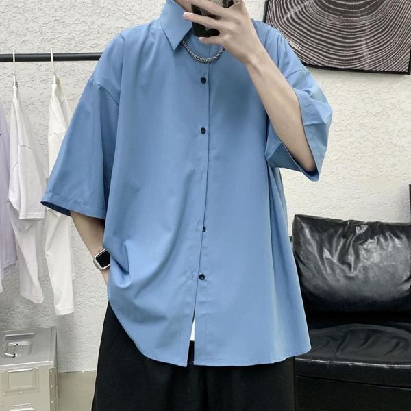 men's casual shirts 2021 summer trendy solid color shorts sleeve loose cool camisa masculina streetwear clothes -2xl, White;black
men's casual shirts 2021 summer trendy solid color shorts sleeve loose cool camisa masculina streetwear clothes -2xl, White;black