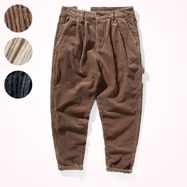 men's pants winter corduroy casual pure cotton washed old loose retro heavyweight thickened pocket tooling tapered leggings, Black
men's pants winter corduroy casual pure cotton washed old loose retro heavyweight thickened pocket tooling tapered leggings, Black