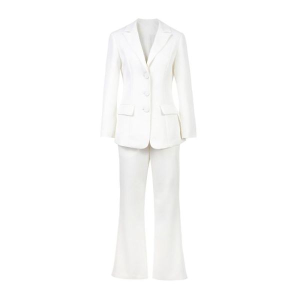 women's suits & blazers office ladies slim fit white solid flare pants long sleeve single breasted blazer fashion womens two piece sets, White;black
women's suits & blazers office ladies slim fit white solid flare pants long sleeve single breasted blazer fashion womens two piece sets, White;black