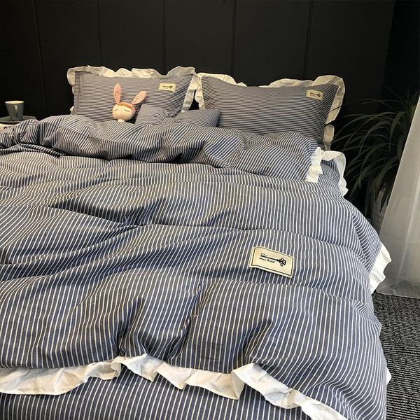 bedding sets 100% cotton comfortable soft 4pcs set striped ruffle flat sheet pillowcase duvet cover n25
bedding sets 100% cotton comfortable soft 4pcs set striped ruffle flat sheet pillowcase duvet cover n25