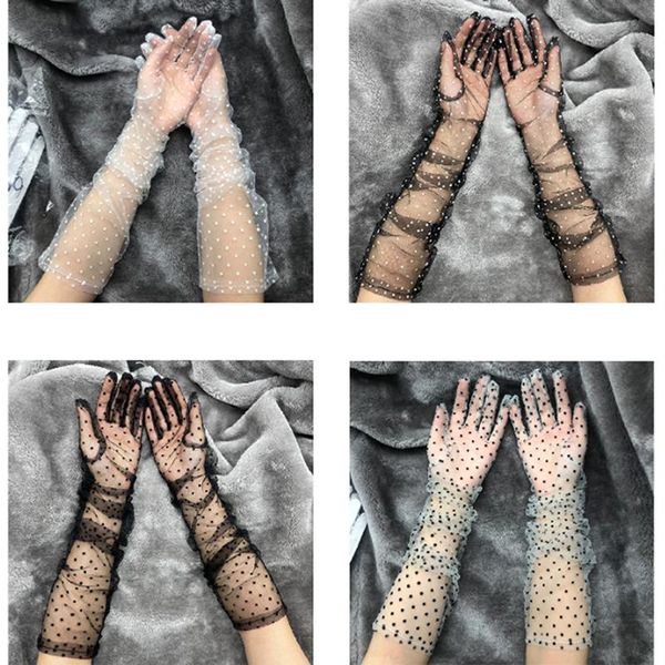 five fingers gloves 1 pair women short tulle stretchy lace spots full finger mittens mesh, Blue;gray
five fingers gloves 1 pair women short tulle stretchy lace spots full finger mittens mesh, Blue;gray