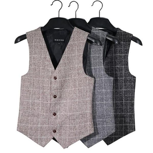 men's fashion korean slim casual suit vest plaid male wedding leisure waistcoat men clothing vests, Black;white
men's fashion korean slim casual suit vest plaid male wedding leisure waistcoat men clothing vests, Black;white