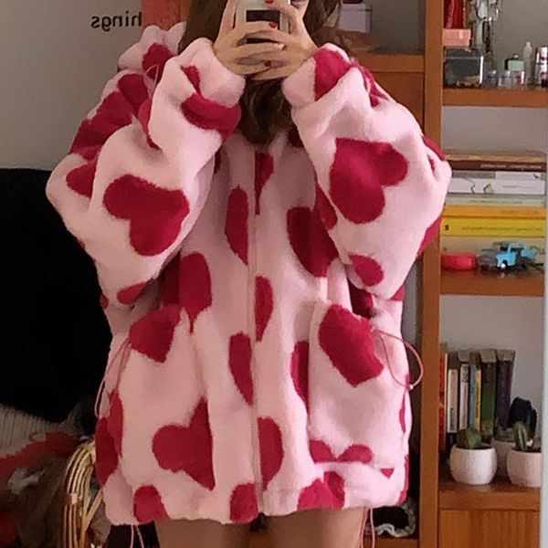 women's jackets women winter jacket heart printed fur coat men and couples loose hooded cotton oversized, Black;brown
women's jackets women winter jacket heart printed fur coat men and couples loose hooded cotton oversized, Black;brown