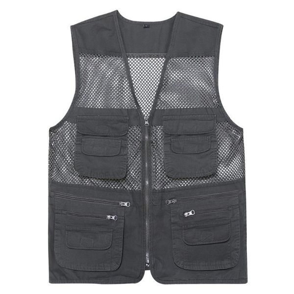 men's vests casual loose cotton men vest v-neck mesh zipper sleeveless mens jacket spring summer male with many pockets, Black;white 
men's vests casual loose cotton men vest v-neck mesh zipper sleeveless mens jacket spring summer male with many pockets, Black;white