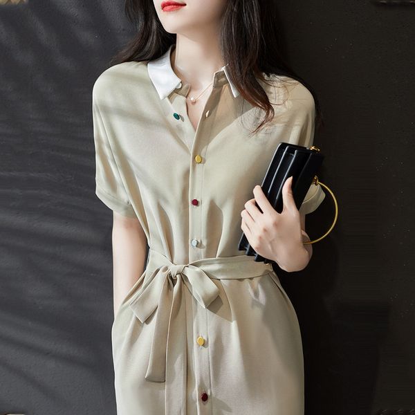 2021 summer french profsional polo lapel lace up thin silky acetic acid shirt drs, White;black
2021 summer french profsional polo lapel lace up thin silky acetic acid shirt drs, White;black