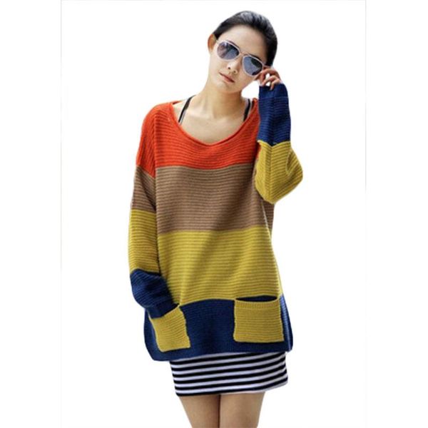 women's sweaters 2021 fall and winter pullovers thick section loose lazy wide stripes bat sleeve women sweater female japanese style 74, White;black
women's sweaters 2021 fall and winter pullovers thick section loose lazy wide stripes bat sleeve women sweater female japanese style 74, White;black