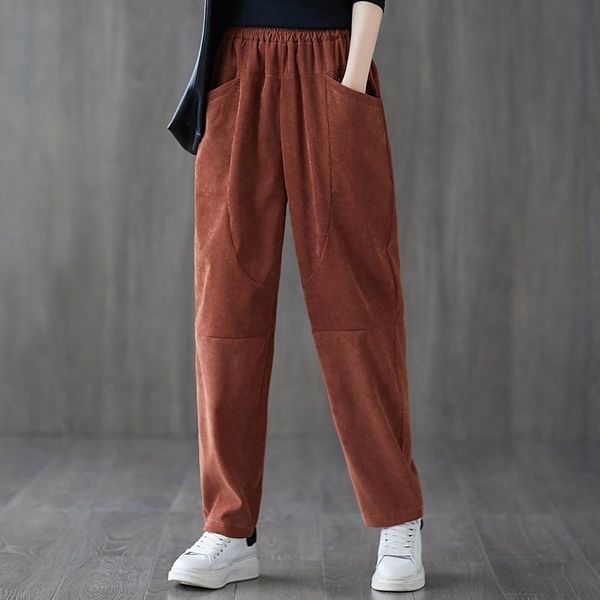 autumn winter women pants corduroy elastic waisted loose solid color pockets casual harem fashion trousers female women's & capris, Black;white
autumn winter women pants corduroy elastic waisted loose solid color pockets casual harem fashion trousers female women's & capris, Black;white