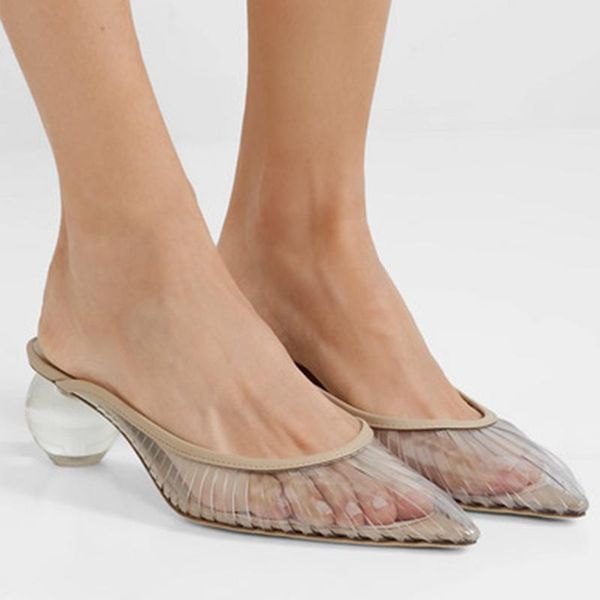 slippers transparent ball heels fshion luxury shoes women designers pvc leather cut out pointed toe mules, Black
slippers transparent ball heels fshion luxury shoes women designers pvc leather cut out pointed toe mules, Black