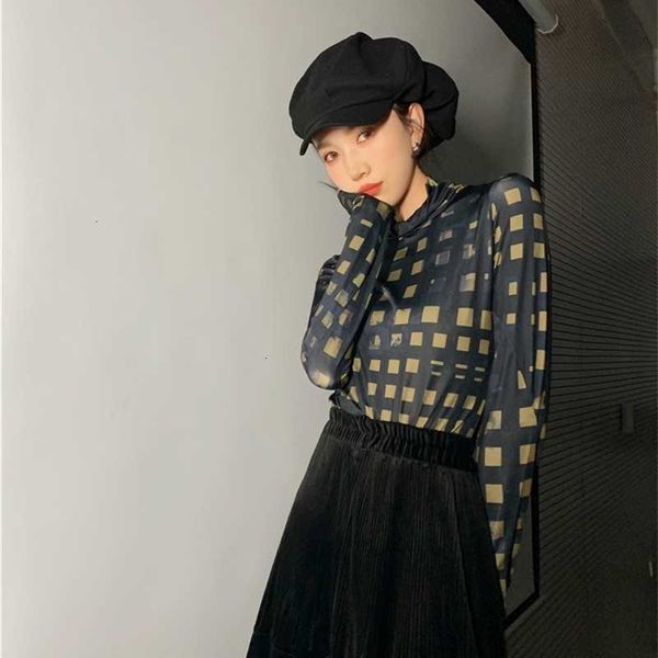 women's t-shirt vintage plaid long sleeve women tshirt turtleneck print t shirt ladies tee spring goth fashion cloth jomk, White
women's t-shirt vintage plaid long sleeve women tshirt turtleneck print t shirt ladies tee spring goth fashion cloth jomk, White