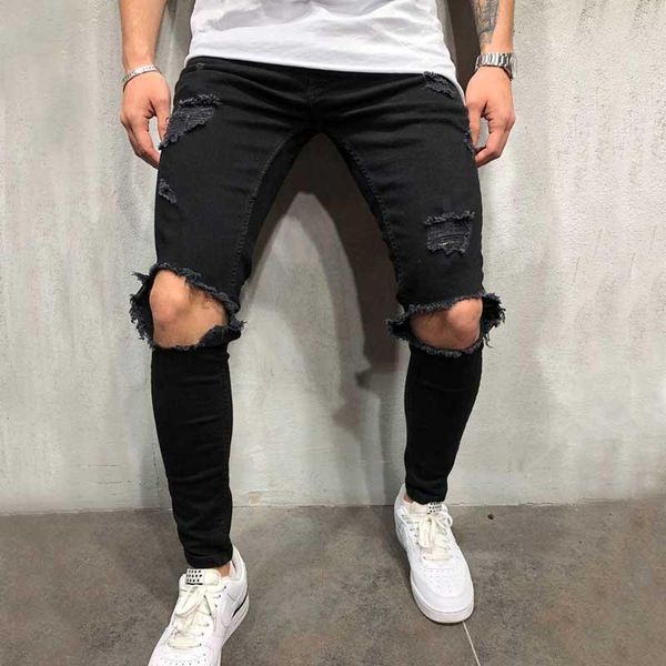 men's jeans european and american high street mens ripped stretch self-cultivation small feet old with knees trend afs2, Blue
men's jeans european and american high street mens ripped stretch self-cultivation small feet old with knees trend afs2, Blue