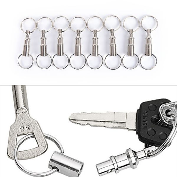 5pcs steel chrome plated pull-apart key rings detachable key ring snap lock holder removable keyring quick release keychain, Silver
5pcs steel chrome plated pull-apart key rings detachable key ring snap lock holder removable keyring quick release keychain, Silver