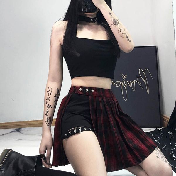 skirts rosetic gothic plaid mini women high waist asymmetric patchwork punk buckle cool fashion red goth pleated skirt 2021, Black
skirts rosetic gothic plaid mini women high waist asymmetric patchwork punk buckle cool fashion red goth pleated skirt 2021, Black