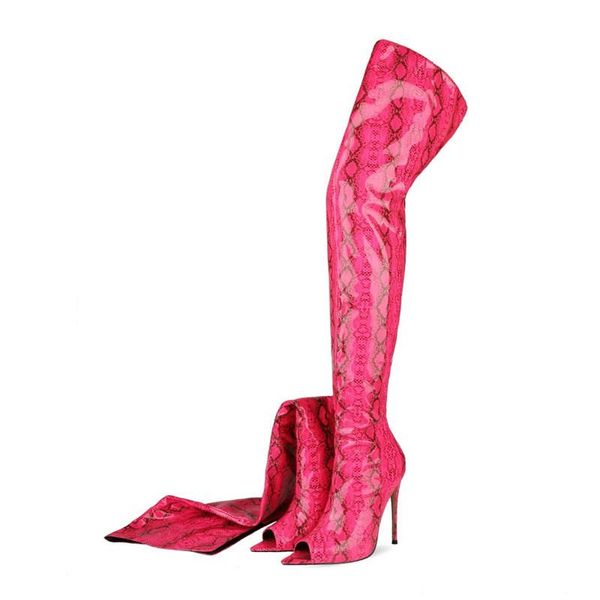 boots spring autumn women over the knee high shoes thin heel peep toe snake print female long, Black
boots spring autumn women over the knee high shoes thin heel peep toe snake print female long, Black