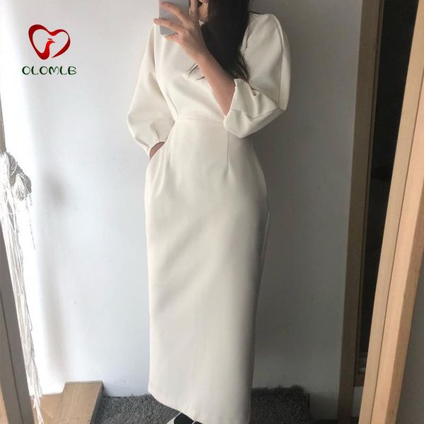elegant ladies office dress fashion solid color women slim midi vestidos ol casual dresses, Black;gray
elegant ladies office dress fashion solid color women slim midi vestidos ol casual dresses, Black;gray