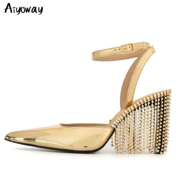 dress shoes aiyoway rhinestone fringing high heels women pumps pointed toe slingbacks party wedding female footwear size45, Black
dress shoes aiyoway rhinestone fringing high heels women pumps pointed toe slingbacks party wedding female footwear size45, Black