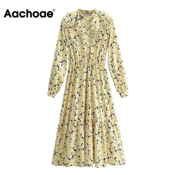 aachoae chic women ruffles long sleeve dresses a-line floral print party dress female stand collar elastic waist elegant dress 210413, Black;gray
aachoae chic women ruffles long sleeve dresses a-line floral print party dress female stand collar elastic waist elegant dress 210413, Black;gray