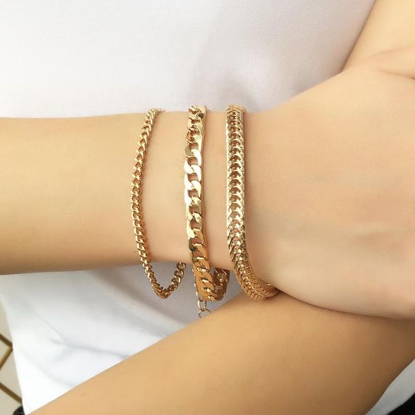 link, chain 3 pcs/lot punk style chunky bracelet sets alloy bracelets jewelry gold color chains on hand for women fashion accessories, Black
link, chain 3 pcs/lot punk style chunky bracelet sets alloy bracelets jewelry gold color chains on hand for women fashion accessories, Black