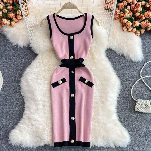 casual dresses summer u-neck elastic knitted dress girl contrast color sleeveless tight women bodycon vest knit, Black;gray
casual dresses summer u-neck elastic knitted dress girl contrast color sleeveless tight women bodycon vest knit, Black;gray