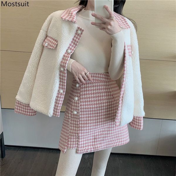autumn winter 2 piece set women vintage houndstooth skirt sets long sleeve single breasted + mini skirts outfits 210514, White
autumn winter 2 piece set women vintage houndstooth skirt sets long sleeve single breasted + mini skirts outfits 210514, White