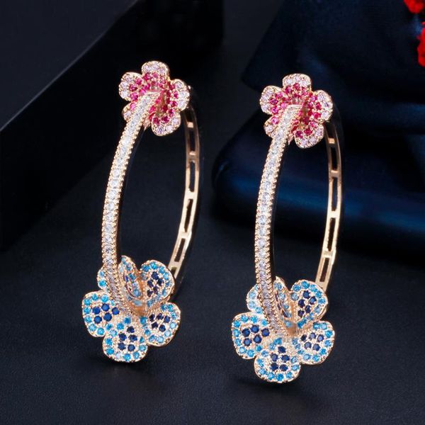 hoop & huggie designer elegant micro pave blue red cz light gold color big round flower earrings for women jewelry gift cz810, Golden;silver
hoop & huggie designer elegant micro pave blue red cz light gold color big round flower earrings for women jewelry gift cz810, Golden;silver