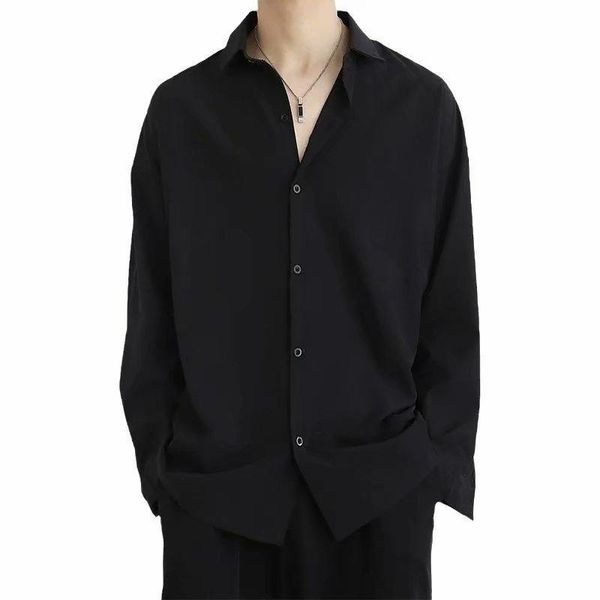 men's casual shirts black for men korean fashion long sleeve loose leisure high hanging feeling no iron shirt, White;black
men's casual shirts black for men korean fashion long sleeve loose leisure high hanging feeling no iron shirt, White;black