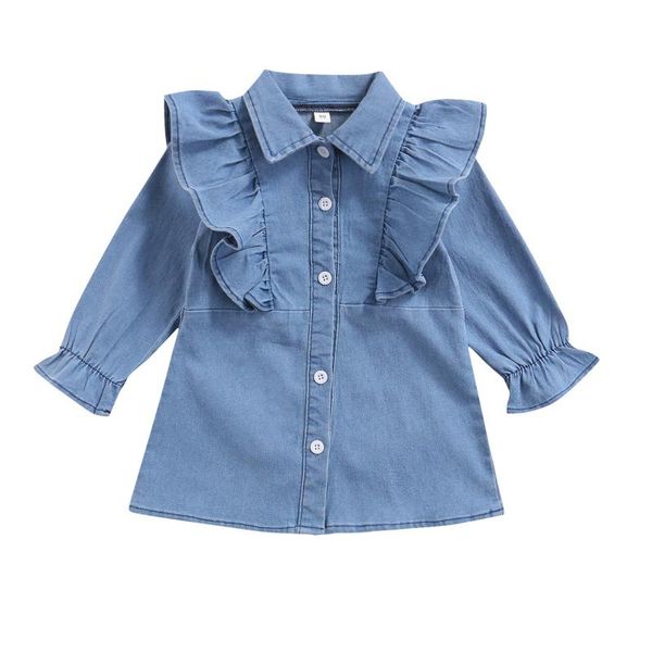 girl's dresses baby long sleeve denim dress with ruffle decoration, single breasted shirt version spring clothing, Red;yellow
girl's dresses baby long sleeve denim dress with ruffle decoration, single breasted shirt version spring clothing, Red;yellow