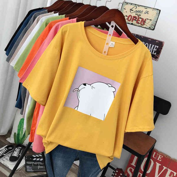 women's t-shirt hirsionsan cute bear printed t shirt women harajuku korean oversized 100% cotton summer tees ins soft female jumper wic, White
women's t-shirt hirsionsan cute bear printed t shirt women harajuku korean oversized 100% cotton summer tees ins soft female jumper wic, White