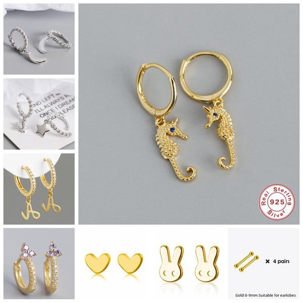 hoop & huggie aide 925 sterling silver hippocampus pendant earrings gift zircon moon letter star charm piercing pendiente, Golden;silver
hoop & huggie aide 925 sterling silver hippocampus pendant earrings gift zircon moon letter star charm piercing pendiente, Golden;silver
