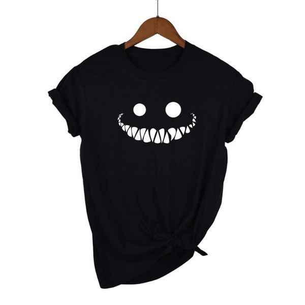 women's t-shirt harajuku big tooth smile design women summer hipster who is in wonderland print, White
women's t-shirt harajuku big tooth smile design women summer hipster who is in wonderland print, White