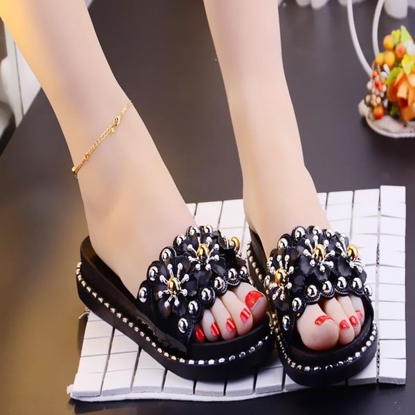 sandals summer woman 's slippers outdoor flat fashion non-slip thick bottom female shoes rhinestone ladies, Black
sandals summer woman 's slippers outdoor flat fashion non-slip thick bottom female shoes rhinestone ladies, Black