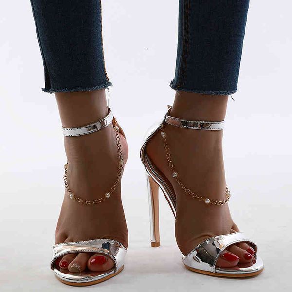 box fashion sier gold heels with chain summer sandals stiletto heel women designer shoes size 35 to 40, Black
box fashion sier gold heels with chain summer sandals stiletto heel women designer shoes size 35 to 40, Black