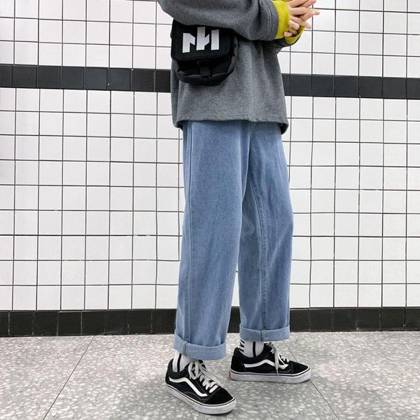 korean solid color men's straight jeans harajuku streetwear loose casual trousers clothing, Blue
korean solid color men's straight jeans harajuku streetwear loose casual trousers clothing, Blue