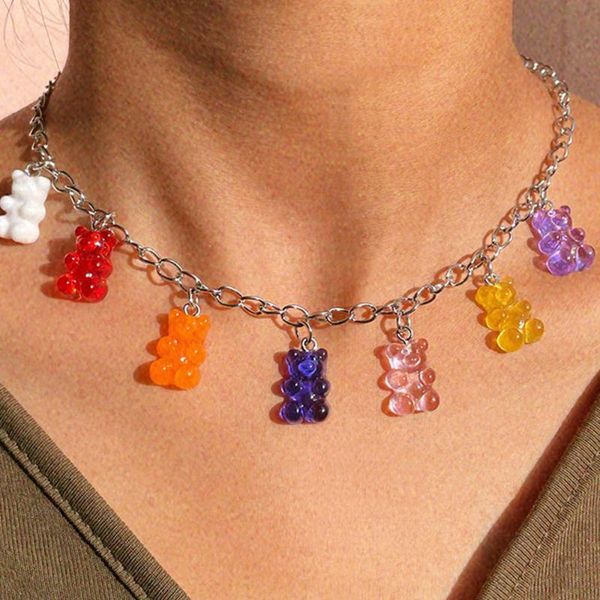chains 2021 cute gummy bear choker necklace for women candy cartoon pendant rapper rock hip chain sweet cool jewelry, Silver
chains 2021 cute gummy bear choker necklace for women candy cartoon pendant rapper rock hip chain sweet cool jewelry, Silver