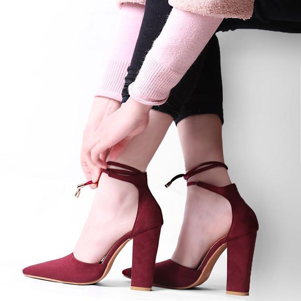 dress shoes women pointed strappy pumps retro high thick heels female lace up 6 colors, Black
dress shoes women pointed strappy pumps retro high thick heels female lace up 6 colors, Black