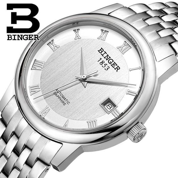 switzerland binger men's watch mechanical wristwatches sapphire full stainless steel 1 year b653-2, Slivery;brown
switzerland binger men's watch mechanical wristwatches sapphire full stainless steel 1 year b653-2, Slivery;brown