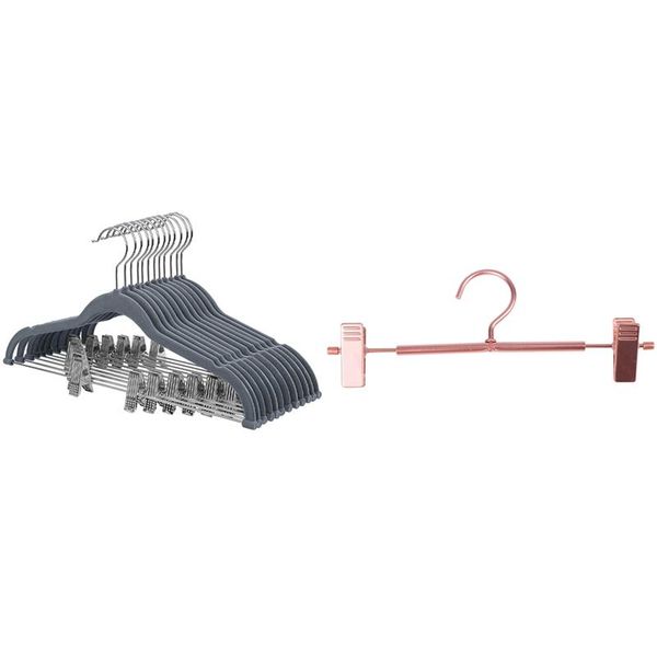 hangers & racks 10x rose gold pants skirt bottom hanger with clip pack of 12 flocking trouser light grey
hangers & racks 10x rose gold pants skirt bottom hanger with clip pack of 12 flocking trouser light grey