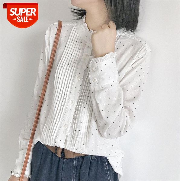 910028 literary and artistic fresh double-layer cotton yarn polka-dot shirt women's loose lace collar long-sleeved blouse #hf6r, Black;gray
910028 literary and artistic fresh double-layer cotton yarn polka-dot shirt women's loose lace collar long-sleeved blouse #hf6r, Black;gray