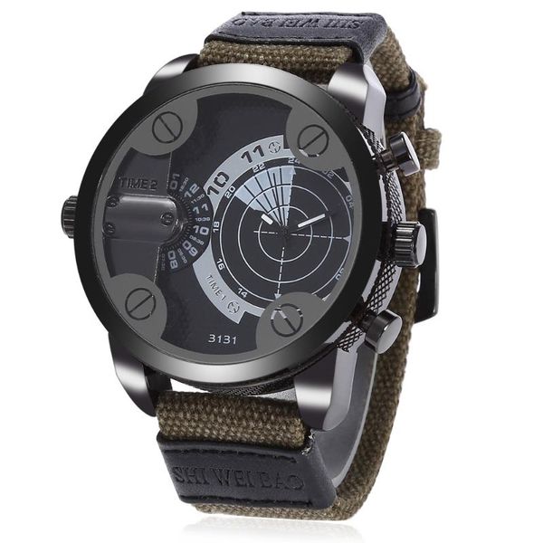 wristwatches mens watches dual time zone quartz-watch canvas strap big face army military quartz clock male sports relogio masculino d3131, Slivery;brown
wristwatches mens watches dual time zone quartz-watch canvas strap big face army military quartz clock male sports relogio masculino d3131, Slivery;brown