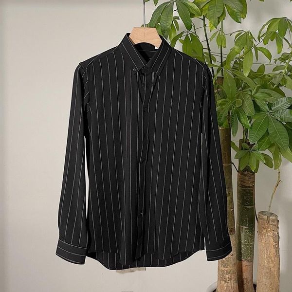 men's casual shirts style korean british stripe slim long sleeve shirt mens turn-down collar single breasted business blouse, White;black
men's casual shirts style korean british stripe slim long sleeve shirt mens turn-down collar single breasted business blouse, White;black