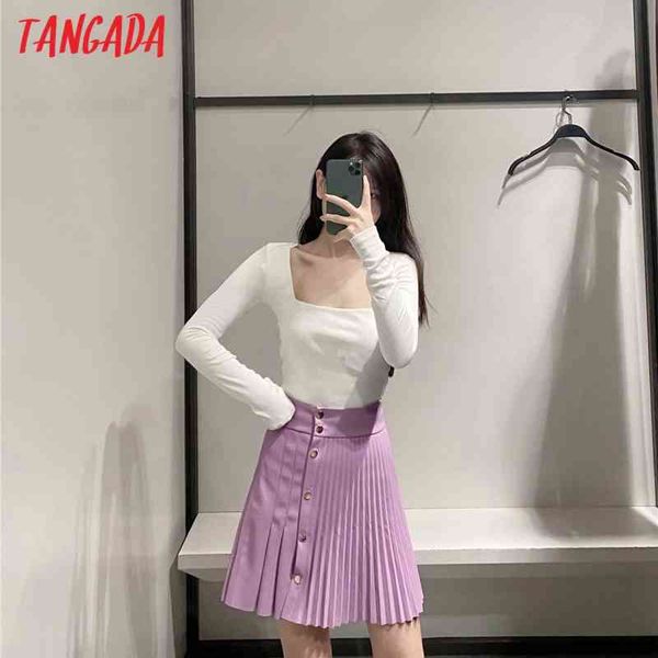 tangada women faux leather pleated skirts faldas mujer buttons female purple elgant mini skirt qn52, Black
tangada women faux leather pleated skirts faldas mujer buttons female purple elgant mini skirt qn52, Black