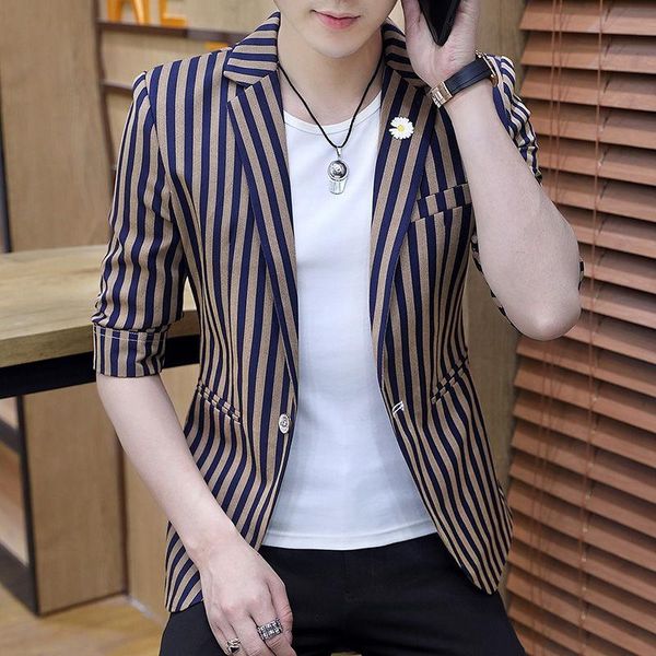 men's suits & blazers suit 7 / 4 sleeve stripe thin jacket summer short middle youth slim fashion high grade coat, White;black
men's suits & blazers suit 7 / 4 sleeve stripe thin jacket summer short middle youth slim fashion high grade coat, White;black