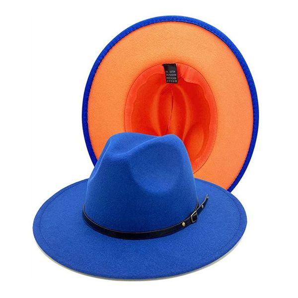 wide brim hats blue oranege fedora for women mens felt with belt buckle two tone panama hat, Blue;gray
wide brim hats blue oranege fedora for women mens felt with belt buckle two tone panama hat, Blue;gray